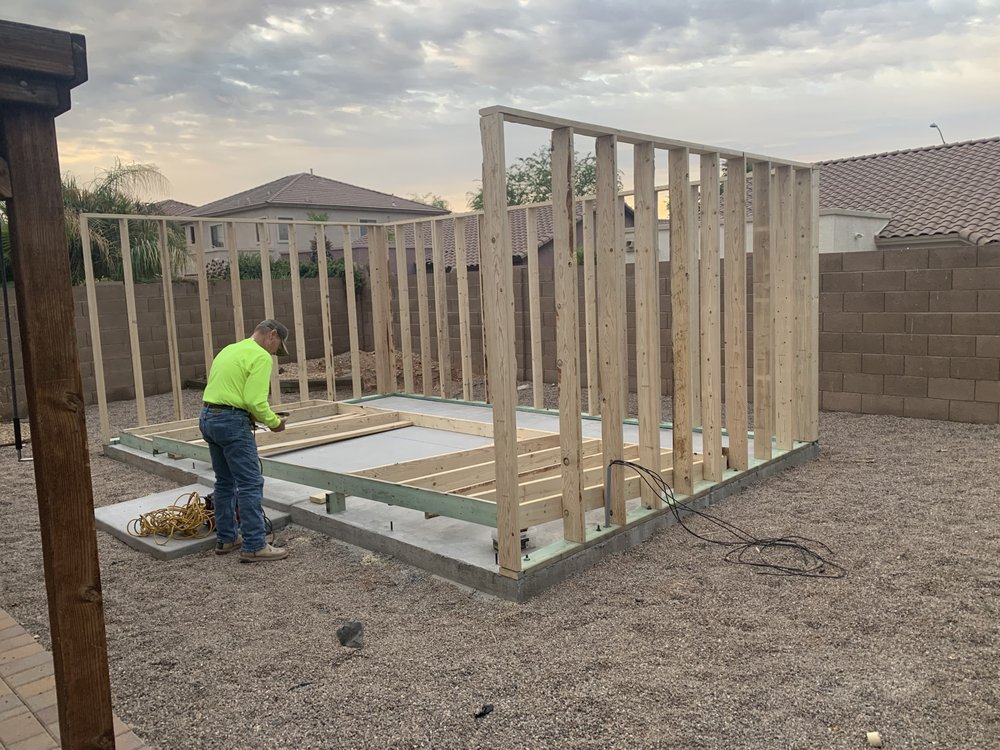 Wall framing in progress